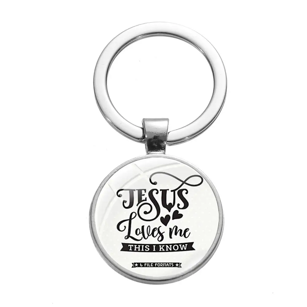 SONGDA Christian God I Love Jesus Charm Keychain Handbag Car Key Chain Unisex Accessories Glass Photo Dome Alloy Ring Holder | Украшения и