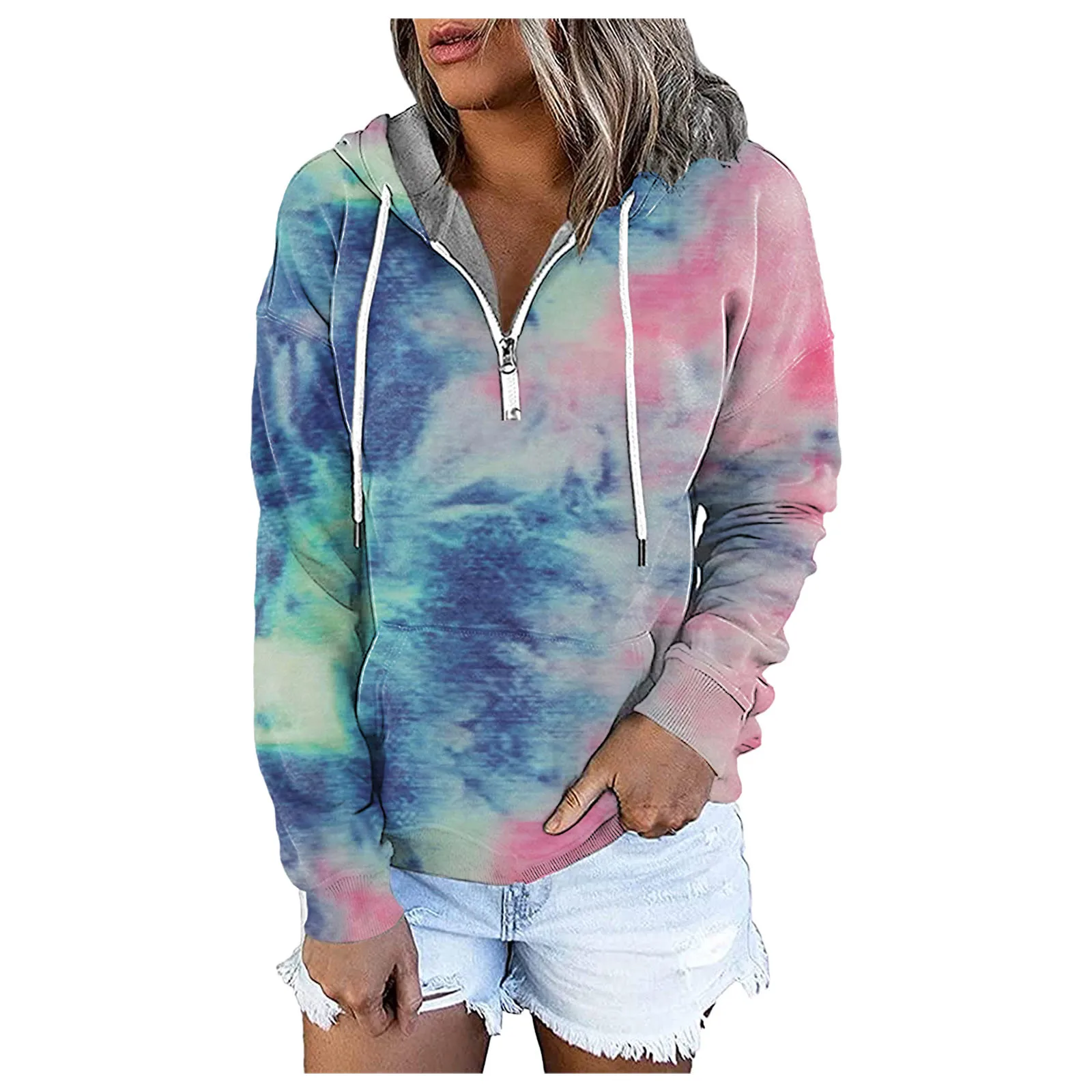 With Tie-dye Sleeve Zipper Pullover Sweatshirts Prints Pocket Women's Casual And Clothes Hoodies Long Women's Sweatshirt Tops
With Tie-dye Sleeve Zipper Pullover Sweatshirts Prints Pocket Women's Casual And Clothes Hoodies Long Women's Sweatshirt Tops