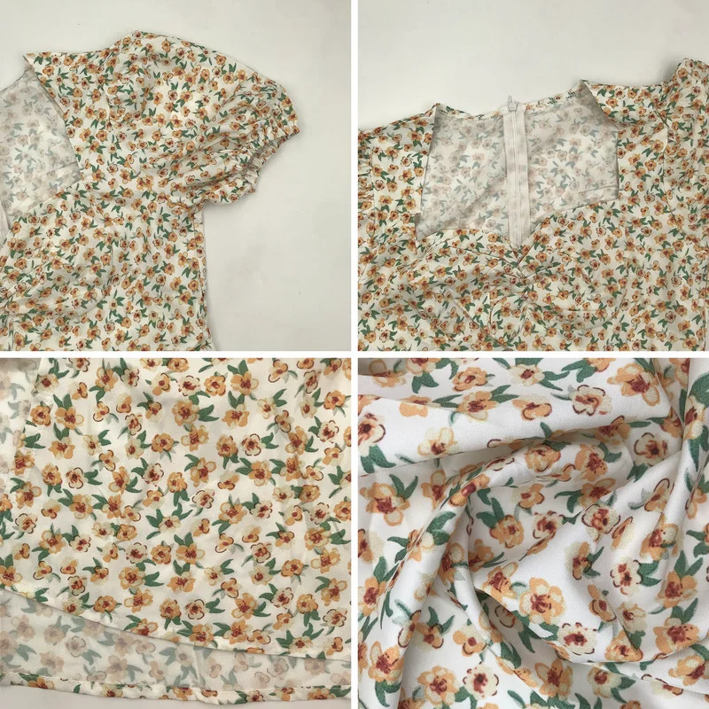 Summer Puff Short Sleeve Floral Print Silm Dresses for Women 2021 Vintage White French Sundress Sexy Slit Party Vacation Dress
Summer Puff Short Sleeve Floral Print Silm Dresses for Women 2021 Vintage White French Sundress Sexy Slit Party Vacation Dress