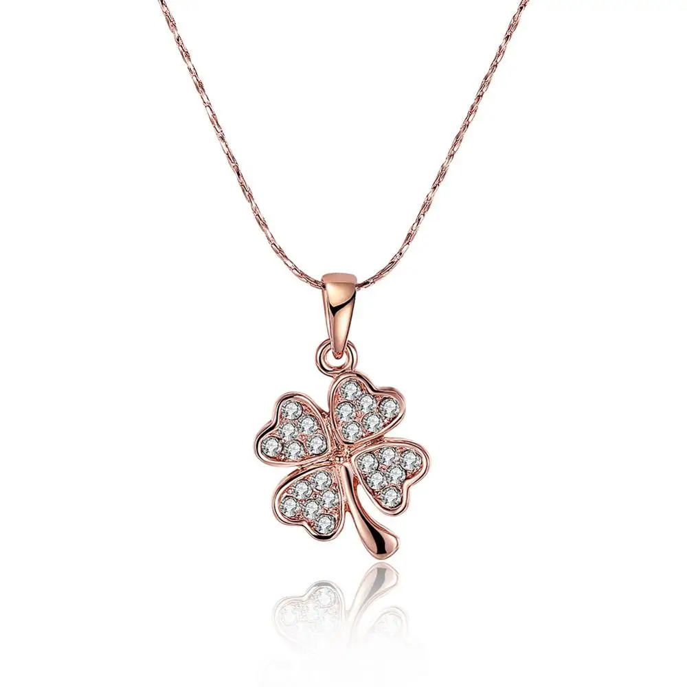Rose Gold Clover Pendant Women's Necklace Elegant Office Lady Valentine's Day Gift Party Jewelry Accessories | Украшения и