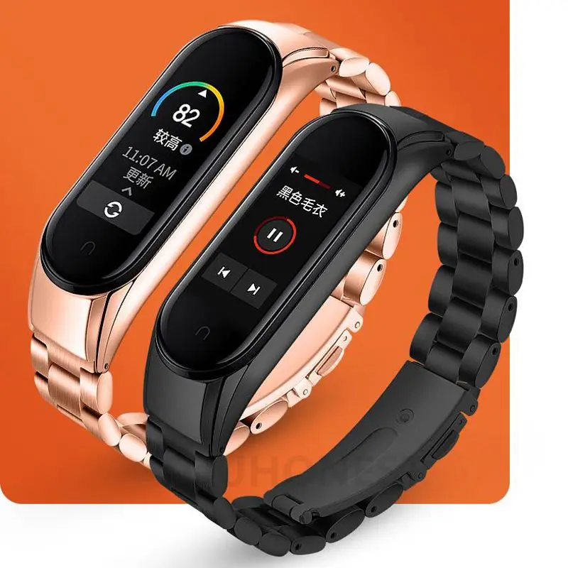 For Xiaomi Mi Band 5 Metal Strap Stainless Steel band 4 6 Bracelet Replacement 3 Wristbands | Наручные часы