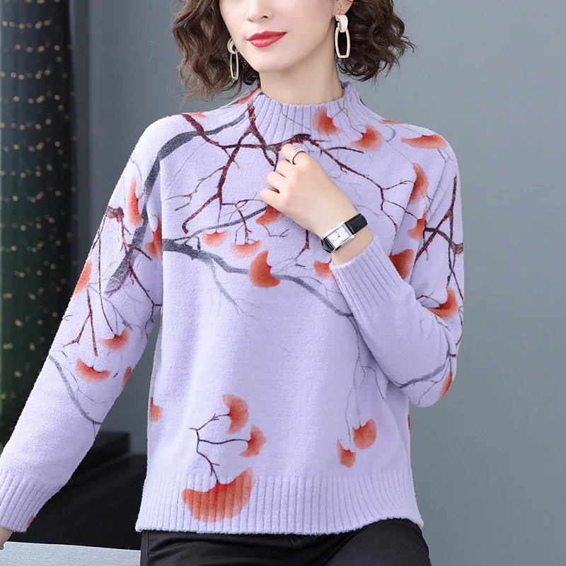 Новинка 2020 модный свитер с имитацией норки вязаный женский зимний высоким