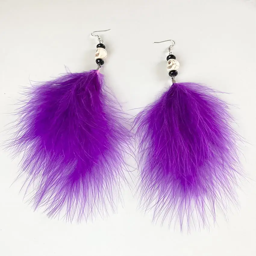 Halloween Overlong Ostrich Feather Tassel Howlite Stone Skull Earrings for Women All Saints' Day Jewelry Gifts Wholesale
Halloween Overlong Ostrich Feather Tassel Howlite Stone Skull Earrings for Women All Saints' Day Jewelry Gifts Wholesale