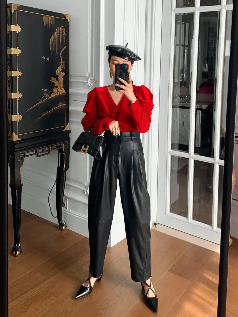 PU Leather Harem Pants For Women High Waist Ankle Length Black Casual Trousers Female Fashion New Clothing 2020
PU Leather Harem Pants For Women High Waist Ankle Length Black Casual Trousers Female Fashion New Clothing 2020