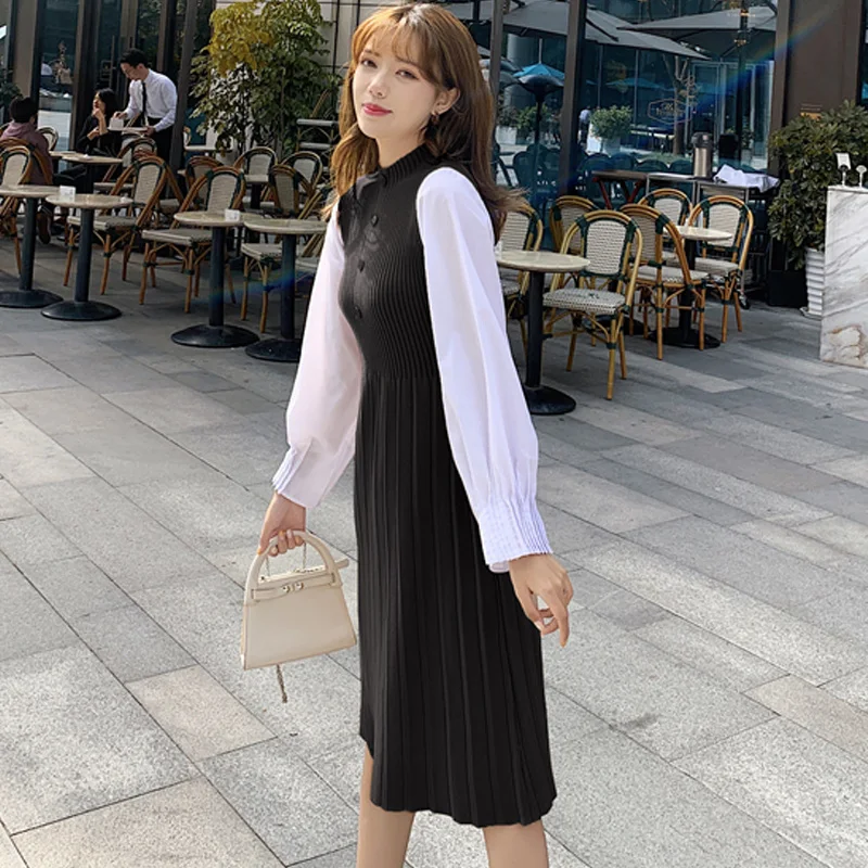 One-Piece Woman Pleated Dress 2020 new autumn Korean Long Sleeve Knitted Sweater Dresses winter Women Sweater Knit Dress Lady
One-Piece Woman Pleated Dress 2020 new autumn Korean Long Sleeve Knitted Sweater Dresses winter Women Sweater Knit Dress Lady