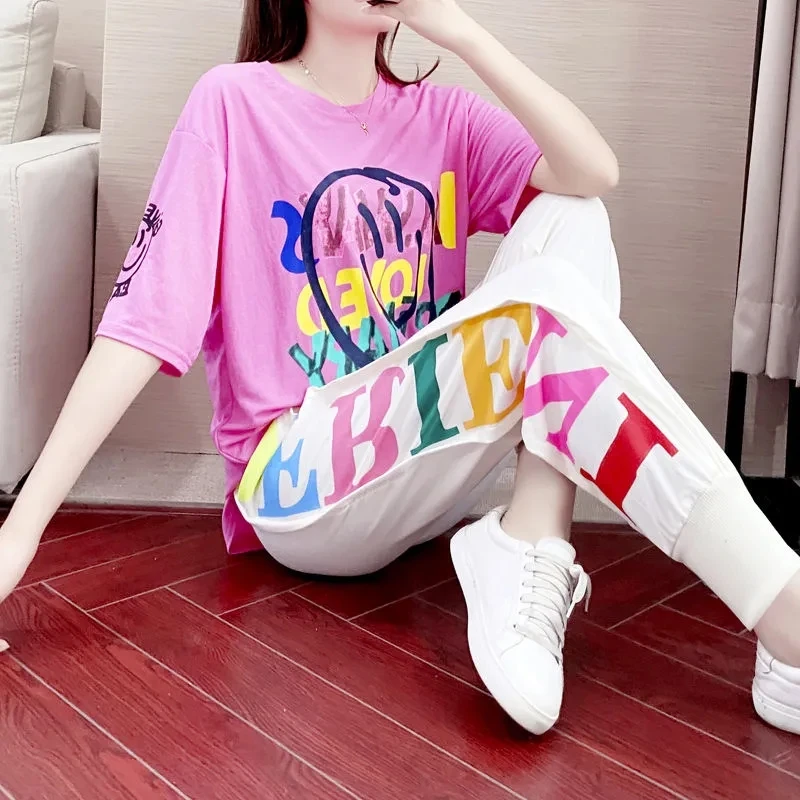 Cotton Drag Step Dance Casual Sport Suit Female Fat MM Summer Korean Square Dance Loose Thin Short Sleeve Two Piece Sets Tide
Cotton Drag Step Dance Casual Sport Suit Female Fat MM Summer Korean Square Dance Loose Thin Short Sleeve Two Piece Sets Tide