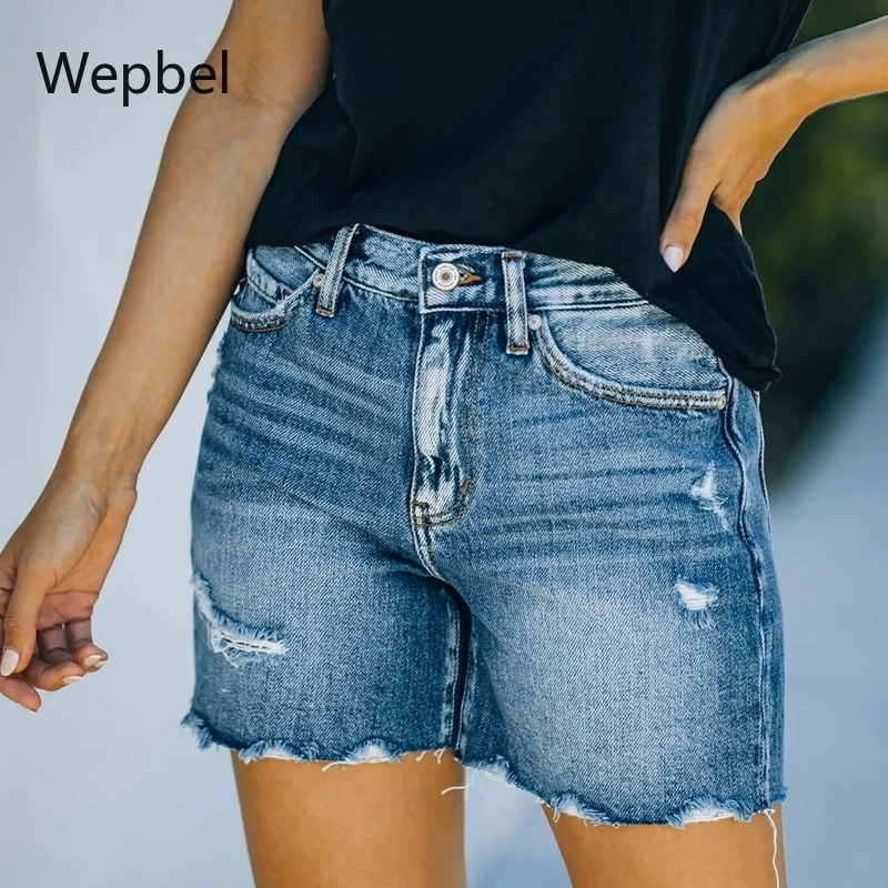Wepbel Trousers Street Style Denim Pants Washed Denim Shorts Women Straight-Leg Denim Pants Mid Waist Hole Casual Jeans
Wepbel Trousers Street Style Denim Pants Washed Denim Shorts Women Straight-Leg Denim Pants Mid Waist Hole Casual Jeans