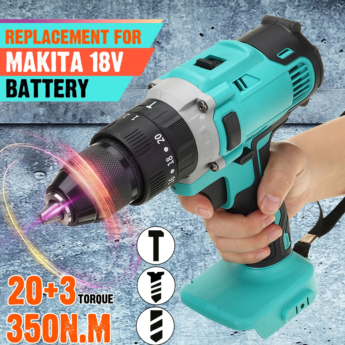 Аккумуляторная ударная дрель 18 в 20 + 3 крутящих момента | Инструменты