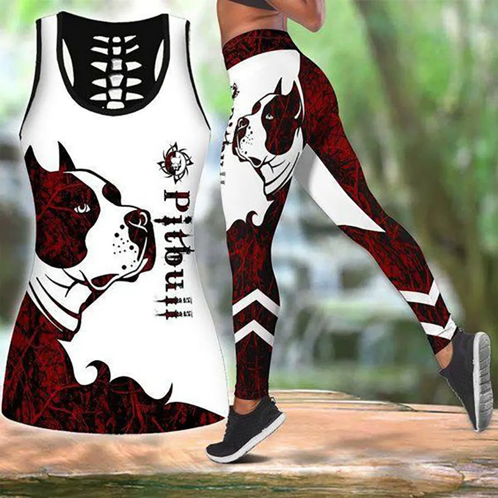 Womens Over Printed Yoga Suit Animal Pitbuii Dachshund 3D Printing Hollow Vest Tank Top High Waist Leggings Sports Ladies Suit
Womens Over Printed Yoga Suit Animal Pitbuii Dachshund 3D Printing Hollow Vest Tank Top High Waist Leggings Sports Ladies Suit