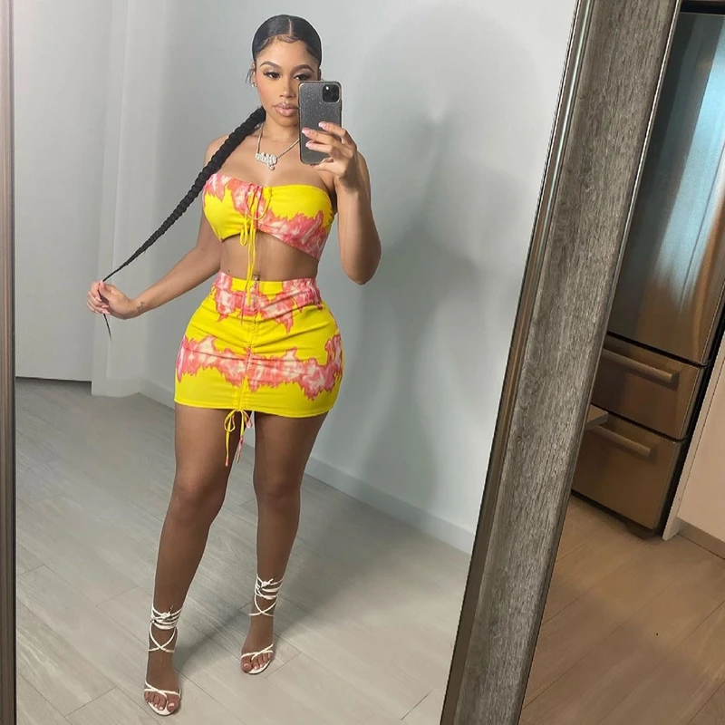 Summer Clothing Two-piece Set Women Sexy Printing Sleeveless Corset Top Skirt Suits Club Vacation Outfit Streetwear Wholesale
Summer Clothing Two-piece Set Women Sexy Printing Sleeveless Corset Top Skirt Suits Club Vacation Outfit Streetwear Wholesale