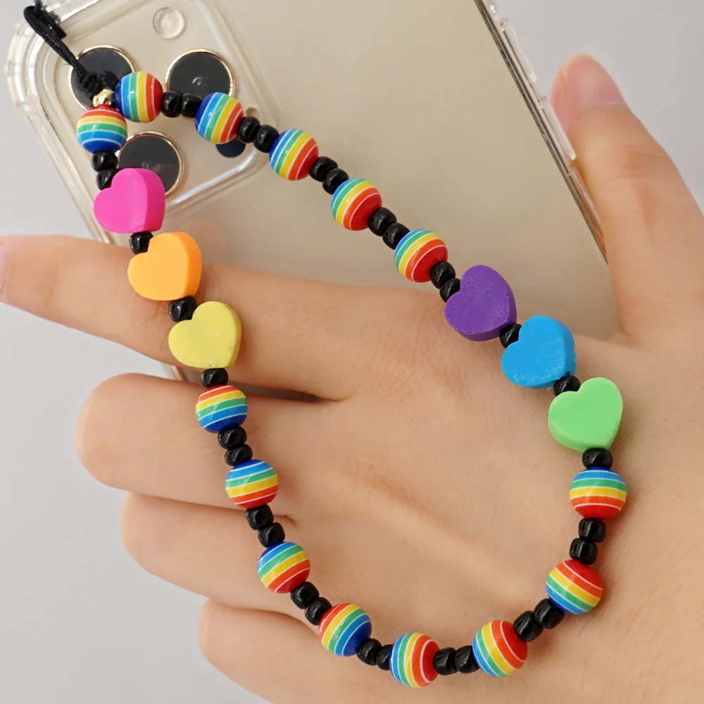 Acrylic Rainbow Stripe Beaded Mobile Phone Chain Female Phone Choker Necklace Strap Lanyard For Soft Pottery Keys Lady Gift
Acrylic Rainbow Stripe Beaded Mobile Phone Chain Female Phone Choker Necklace Strap Lanyard For Soft Pottery Keys Lady Gift