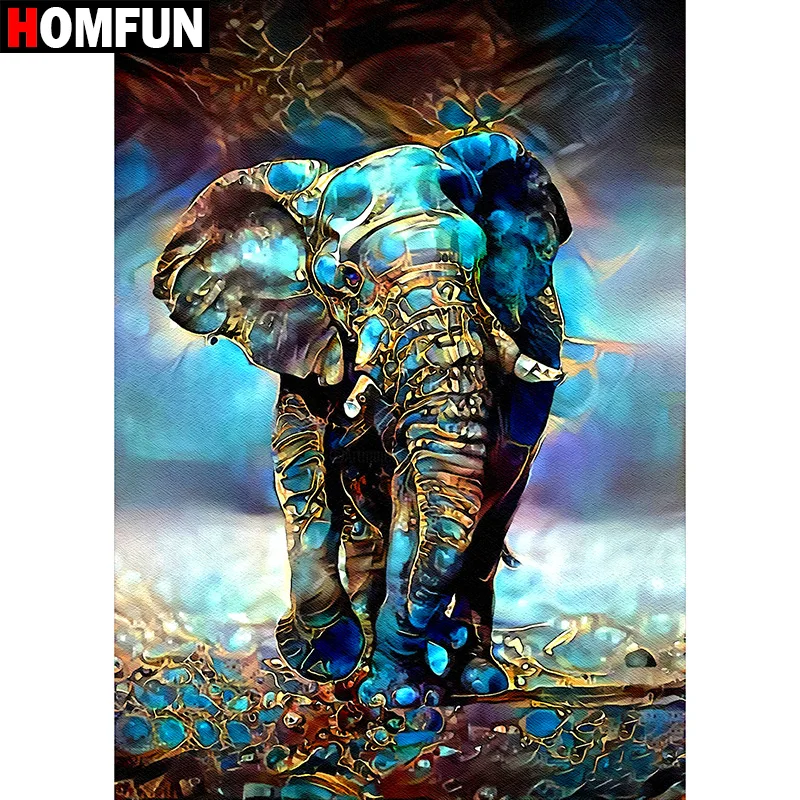 Набор для алмазной вышивки HOMFUN картина слон с квадратными/круглыми стразами 5D