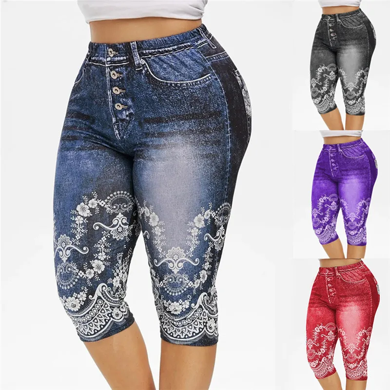 Faux Jeans Leggings Woman Stretch Printed Short Leggins 4\3 Capri Pants Summer Breeches High Waist Perfect Fit Jeans Jeggings
Faux Jeans Leggings Woman Stretch Printed Short Leggins 4\3 Capri Pants Summer Breeches High Waist Perfect Fit Jeans Jeggings
