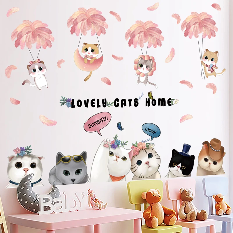 Cats Animals Wall Stickers Vinyl DIY Cartoon Feathers Wall Decals for Kids Rooms Baby Bedroom Children Nursery Home Decoration
Cats Animals Wall Stickers Vinyl DIY Cartoon Feathers Wall Decals for Kids Rooms Baby Bedroom Children Nursery Home Decoration
