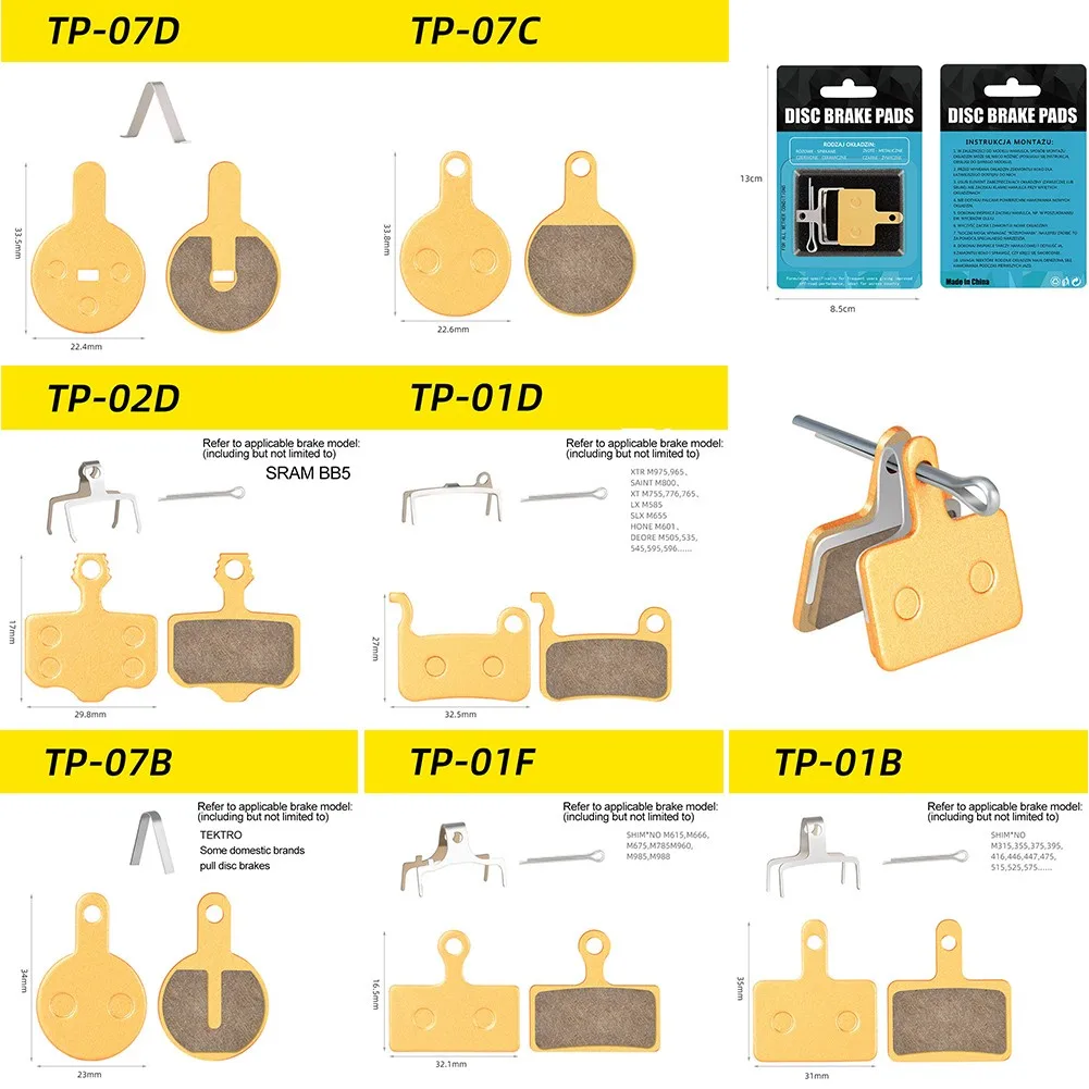 TOOPRE Bicycle Hydraulic Disc Brake Pads Copper-based All Metal MTB Road Bike Disc Brake Pads Cycling Spare Parts Accessories
TOOPRE Bicycle Hydraulic Disc Brake Pads Copper-based All Metal MTB Road Bike Disc Brake Pads Cycling Spare Parts Accessories