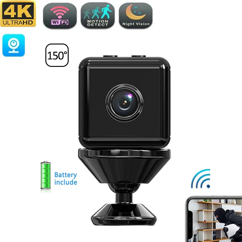 

HD 4K WiFi IP Camera Wireless Home Security Night Vision P2P Secret Motion Detect Mini Camcorder Video Recorder CCTV DVR