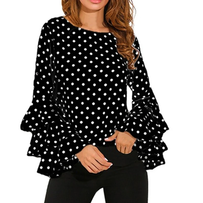 Fashion Women's Flare Sleeve Loose Polka Dot Shirt Ladies Casual Blouse Tops Office Ladies Shirt Blouse Plus Size 5XL
Fashion Women's Flare Sleeve Loose Polka Dot Shirt Ladies Casual Blouse Tops Office Ladies Shirt Blouse Plus Size 5XL