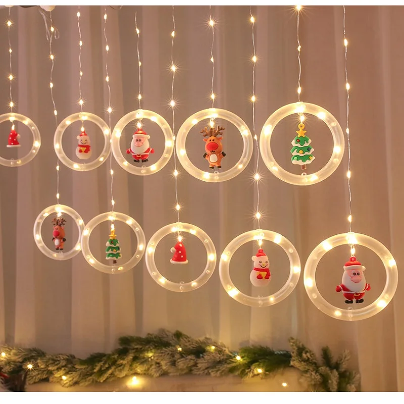 Holiday Decoration Ring Light String with Pendant Christmas Curtain Light Garden/Room/Window Layout USB Cartoon Small Lanterns
Holiday Decoration Ring Light String with Pendant Christmas Curtain Light Garden/Room/Window Layout USB Cartoon Small Lanterns