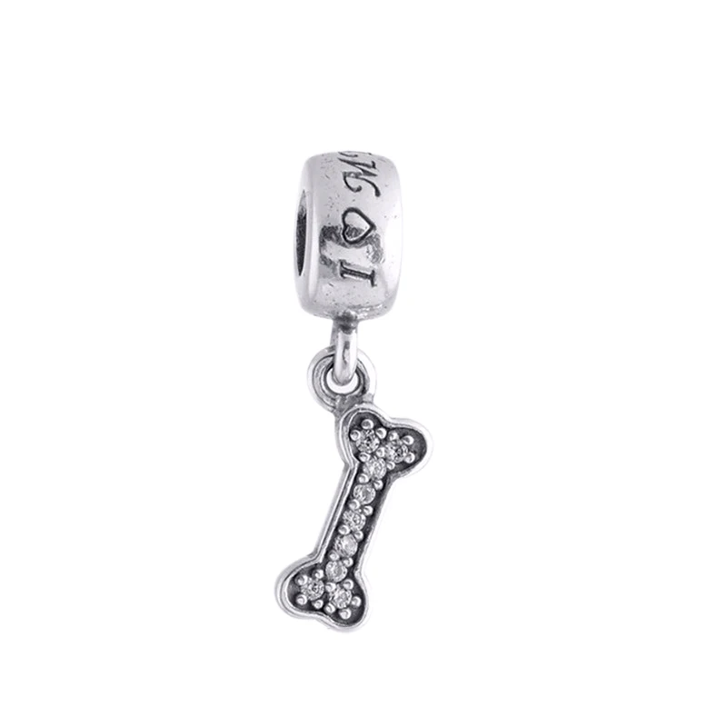

Authentic 925 Sterling Silver I Love My Dog Pendants Beads Charms Fits Original Europe Bracelet DIY Jewelry Making Berloques