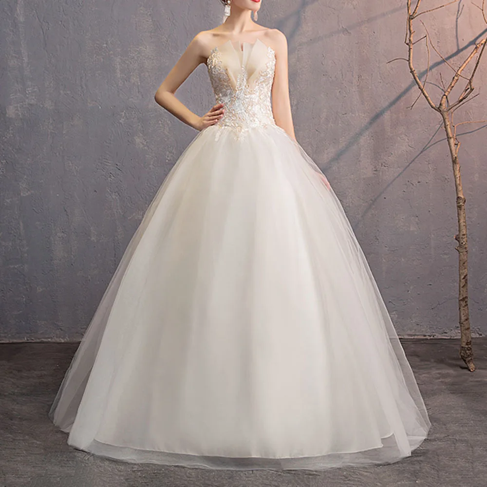 Women Wedding Dress 2020 Bridal Floor-Length Embroidery Bandage Sleeveless Strapless Luxury Elegant Women Wedding Dresses
Women Wedding Dress 2020 Bridal Floor-Length Embroidery Bandage Sleeveless Strapless Luxury Elegant Women Wedding Dresses