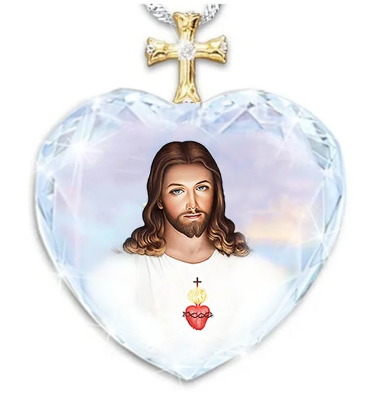 Exquisite Heart Shaped Crystal Glass Jesus Idol Women's Pendant Cross Jewelry Necklace Holiday Prayer Jewelry
Exquisite Heart Shaped Crystal Glass Jesus Idol Women's Pendant Cross Jewelry Necklace Holiday Prayer Jewelry