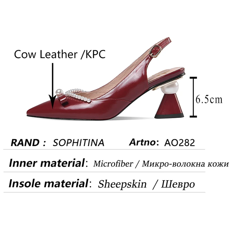 SOPHITINA Pearl Bow Women's Shoes Luxry Red Pointed Thick Heel Design Lady Shoes Trend Beaded Cow Leather Female Sandals AO282 
SOPHITINA Pearl Bow Women's Shoes Luxry Red Pointed Thick Heel Design Lady Shoes Trend Beaded Cow Leather Female Sandals AO282