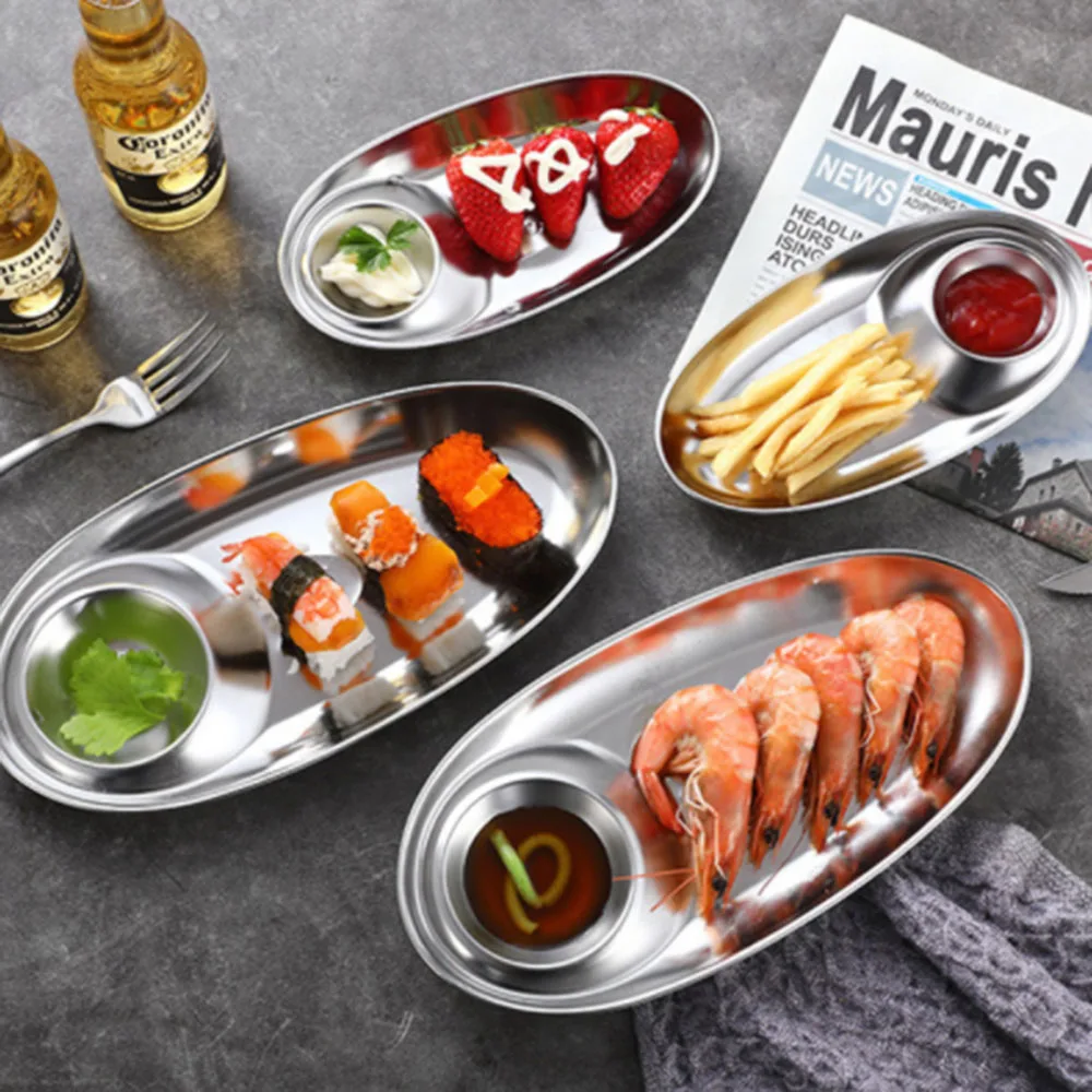 Stainless Steel Snack Dish Plate Ketchup Sauce Dipping French Fries Dish Divided Grid Plate Fried Chicken Dish Platos
Stainless Steel Snack Dish Plate Ketchup Sauce Dipping French Fries Dish Divided Grid Plate Fried Chicken Dish Platos