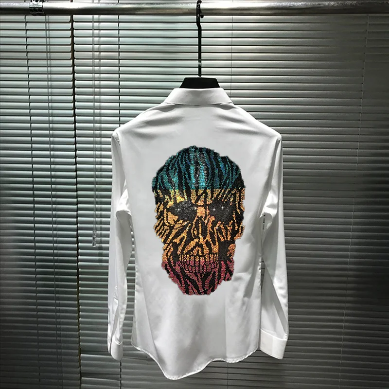 2021 New Arrival Street Hair Stylist Men's Shirt Brand Night Market Rock Long Sleeve Super Shiny Diamond Personality Skull
2021 New Arrival Street Hair Stylist Men's Shirt Brand Night Market Rock Long Sleeve Super Shiny Diamond Personality Skull