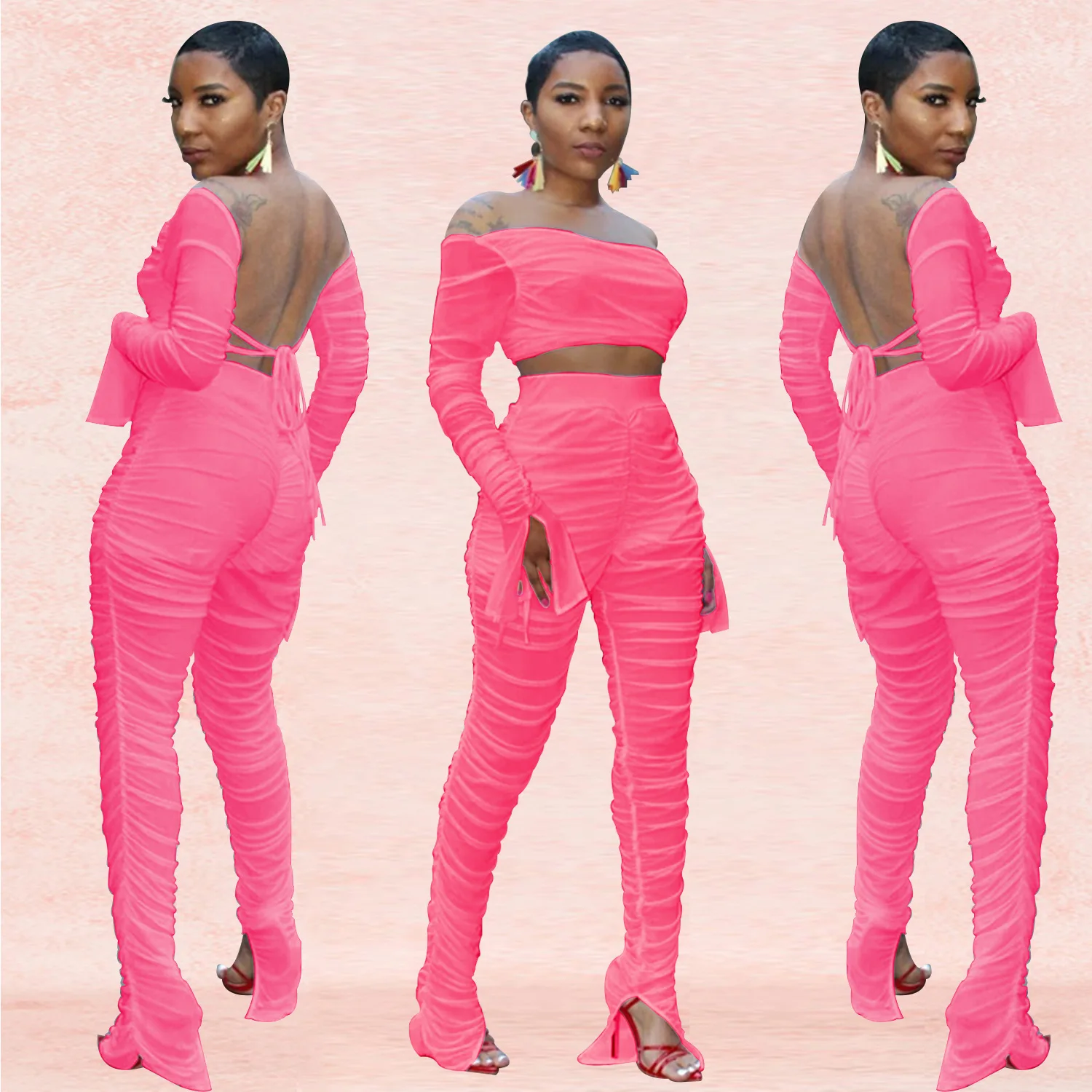 HAOOHU Sexy Sheer Mesh 2 Piece Set For Women Flare Sleeve Pullover Tops + Pencil Pants Perspective Club Two Piece Set Female
HAOOHU Sexy Sheer Mesh 2 Piece Set For Women Flare Sleeve Pullover Tops + Pencil Pants Perspective Club Two Piece Set Female