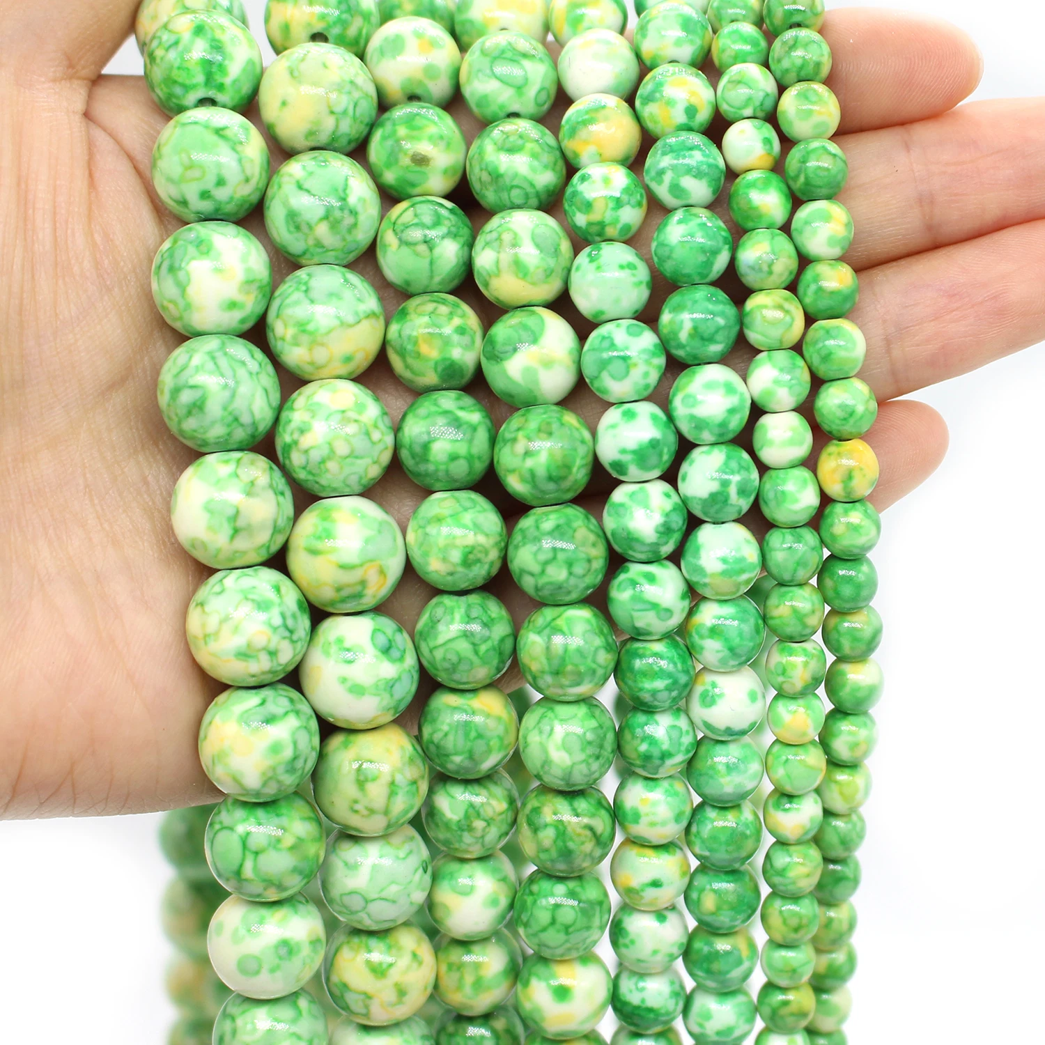Oameusa 6mm 8mm 10mm 12mm Round White Green Rain Stone Agates Beads DIY Earrings Rings Necklace Charms For Women
Oameusa 6mm 8mm 10mm 12mm Round White Green Rain Stone Agates Beads DIY Earrings Rings Necklace Charms For Women