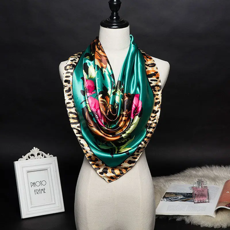 2021 New Fashion Silk Square Scarf For Women 90*90cm Neck Hair Tie Band Bag Warp Soft Neckerchief Hijab Headscarf Female Foulard 
2021 New Fashion Silk Square Scarf For Women 90*90cm Neck Hair Tie Band Bag Warp Soft Neckerchief Hijab Headscarf Female Foulard