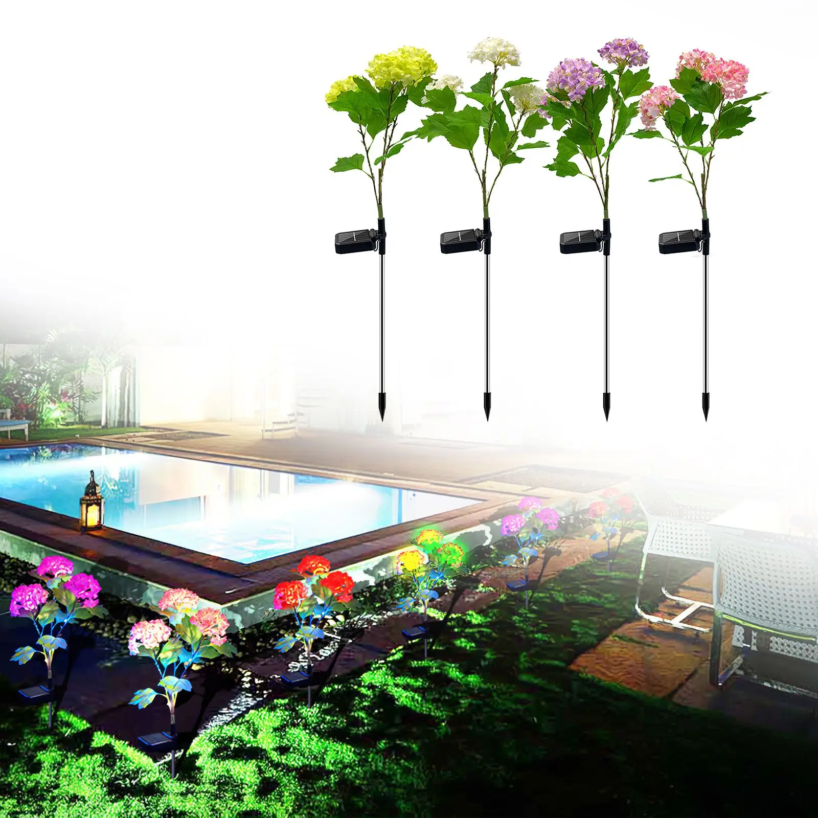 Solar Powered Battery Ground Lamp High Performance 4pcs Hydrangea Solar Lamp Energy Saving IP65 Waterproof Lawn Lamp For Garden
Solar Powered Battery Ground Lamp High Performance 4pcs Hydrangea Solar Lamp Energy Saving IP65 Waterproof Lawn Lamp For Garden