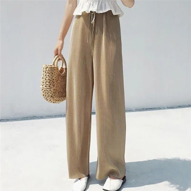 Summer Wide Leg Pants 2020 New Loose Long Pants Pleated Pant Trousers Girl Drape Loose Pants Drawstring Stretch Waist Trousers
Summer Wide Leg Pants 2020 New Loose Long Pants Pleated Pant Trousers Girl Drape Loose Pants Drawstring Stretch Waist Trousers