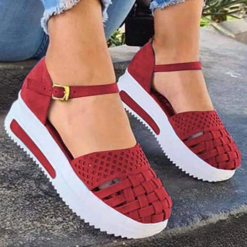 Summer Women Fashion Sandals Pu Leather Weave Ankle Strap Buckle Platform Wedge Heel Casual Leisure Shoes Ladies Whosale 2021
Summer Women Fashion Sandals Pu Leather Weave Ankle Strap Buckle Platform Wedge Heel Casual Leisure Shoes Ladies Whosale 2021