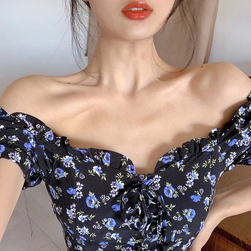 Women Vintage Dress Print Strapless Sundress Summer Short Sleeve Mini Floral Dress
Women Vintage Dress Print Strapless Sundress Summer Short Sleeve Mini Floral Dress