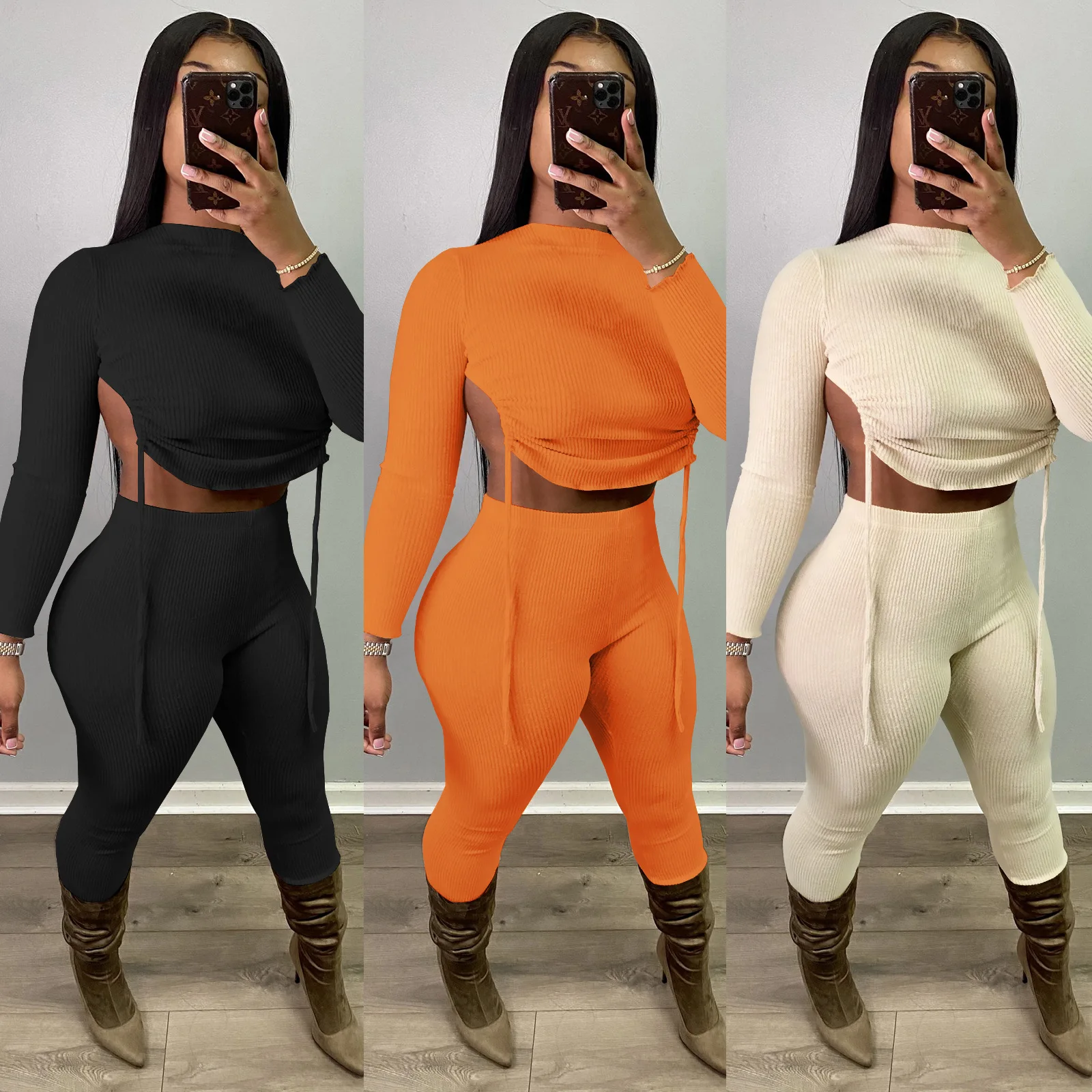 2021 Casaul Women Tracksuit Drawstring Bandage Solid Color Full Sleeve Backless Top And Long Pants Sportsuit Clothes For Women
2021 Casaul Women Tracksuit Drawstring Bandage Solid Color Full Sleeve Backless Top And Long Pants Sportsuit Clothes For Women