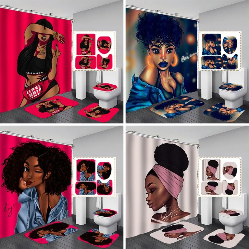 4Pcs Set 3D Printing High-Quality Polyester Fabric Bathroom Energetic African American Female Shower Curtain
4Pcs Set 3D Printing High-Quality Polyester Fabric Bathroom Energetic African American Female Shower Curtain