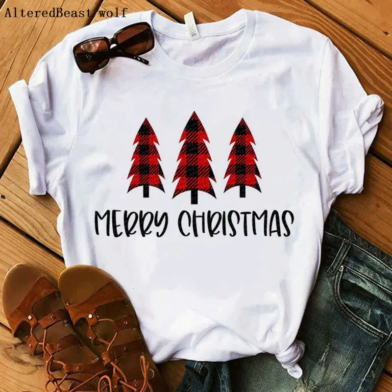 MERRY CHRISTMAS tshirt women plaid tree print t shirt tops female casual short sleeve vogue clothes women harajuku cute T Shirt
MERRY CHRISTMAS tshirt women plaid tree print t shirt tops female casual short sleeve vogue clothes women harajuku cute T Shirt