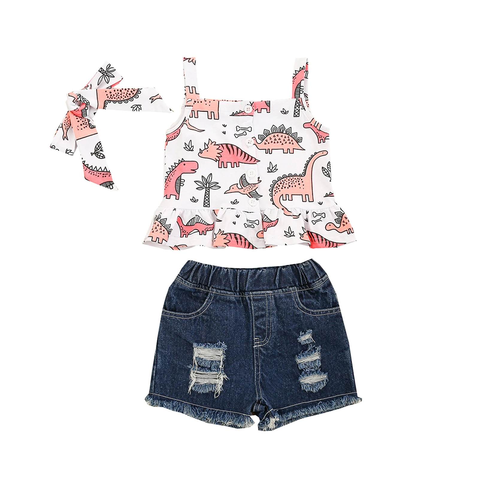 Kids Baby Girls 3Pcs Outfit Summer Clothing Set Sleeveless Cartoon Print Vest Tops+Ripped Denim Shorts+Headband Sets Outfits
Kids Baby Girls 3Pcs Outfit Summer Clothing Set Sleeveless Cartoon Print Vest Tops+Ripped Denim Shorts+Headband Sets Outfits