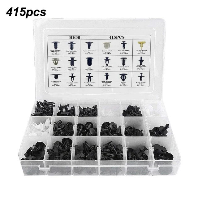 415Pcs With Tool Kit Auto Car Vehicle Body Panel Plastic Push Pin Rivet Fasteners Moulding Trim Clip Car Repair Assortment Kit
415Pcs With Tool Kit Auto Car Vehicle Body Panel Plastic Push Pin Rivet Fasteners Moulding Trim Clip Car Repair Assortment Kit