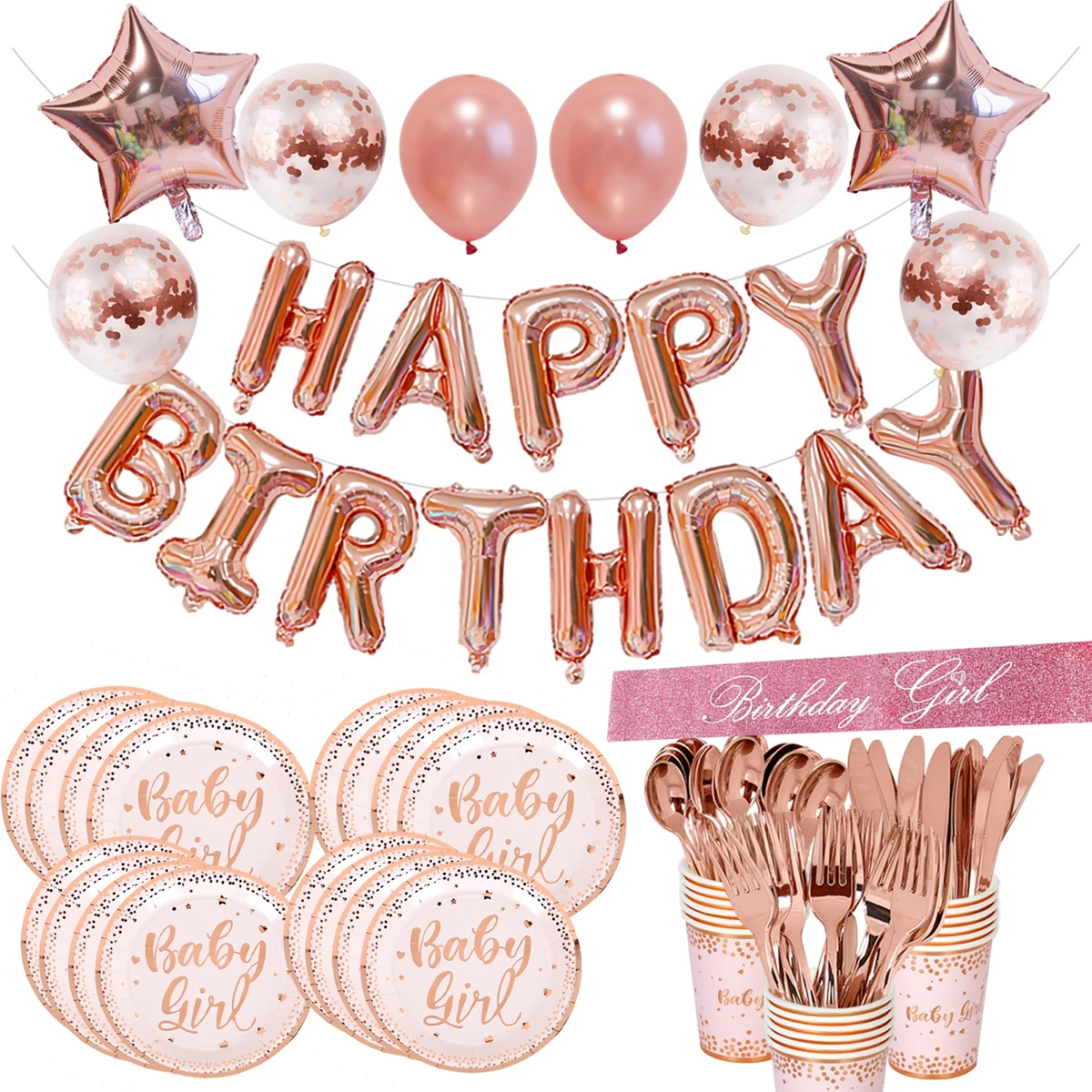 Happy Birthday Decorations Rose Gold Disposable Tableware Paper Plates Cup Baby Shower Girl Kids Adult Birthday Party Decor
Happy Birthday Decorations Rose Gold Disposable Tableware Paper Plates Cup Baby Shower Girl Kids Adult Birthday Party Decor