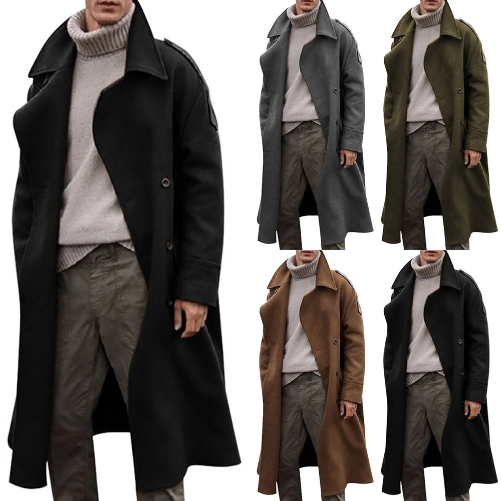 Coats for Men Long Trench Coat Casual Autumn Winter Clothing Warm Man Coats Solid Color Jackets Mens Overcoat
Coats for Men Long Trench Coat Casual Autumn Winter Clothing Warm Man Coats Solid Color Jackets Mens Overcoat