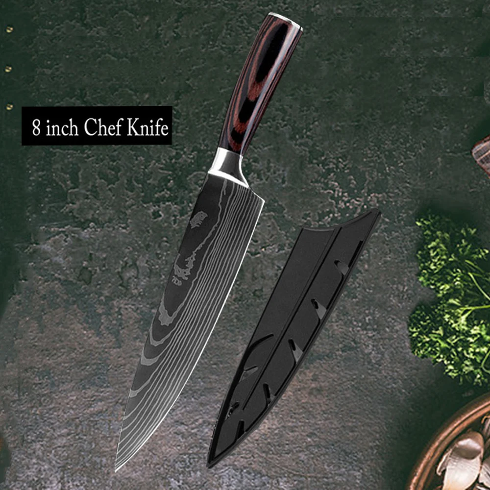 8 inch Kitchen knives Professional Chef Knives Stainless Steel Imitation Damascus Pattern Cleaver Slicing Knife Gift
8 inch Kitchen knives Professional Chef Knives Stainless Steel Imitation Damascus Pattern Cleaver Slicing Knife Gift