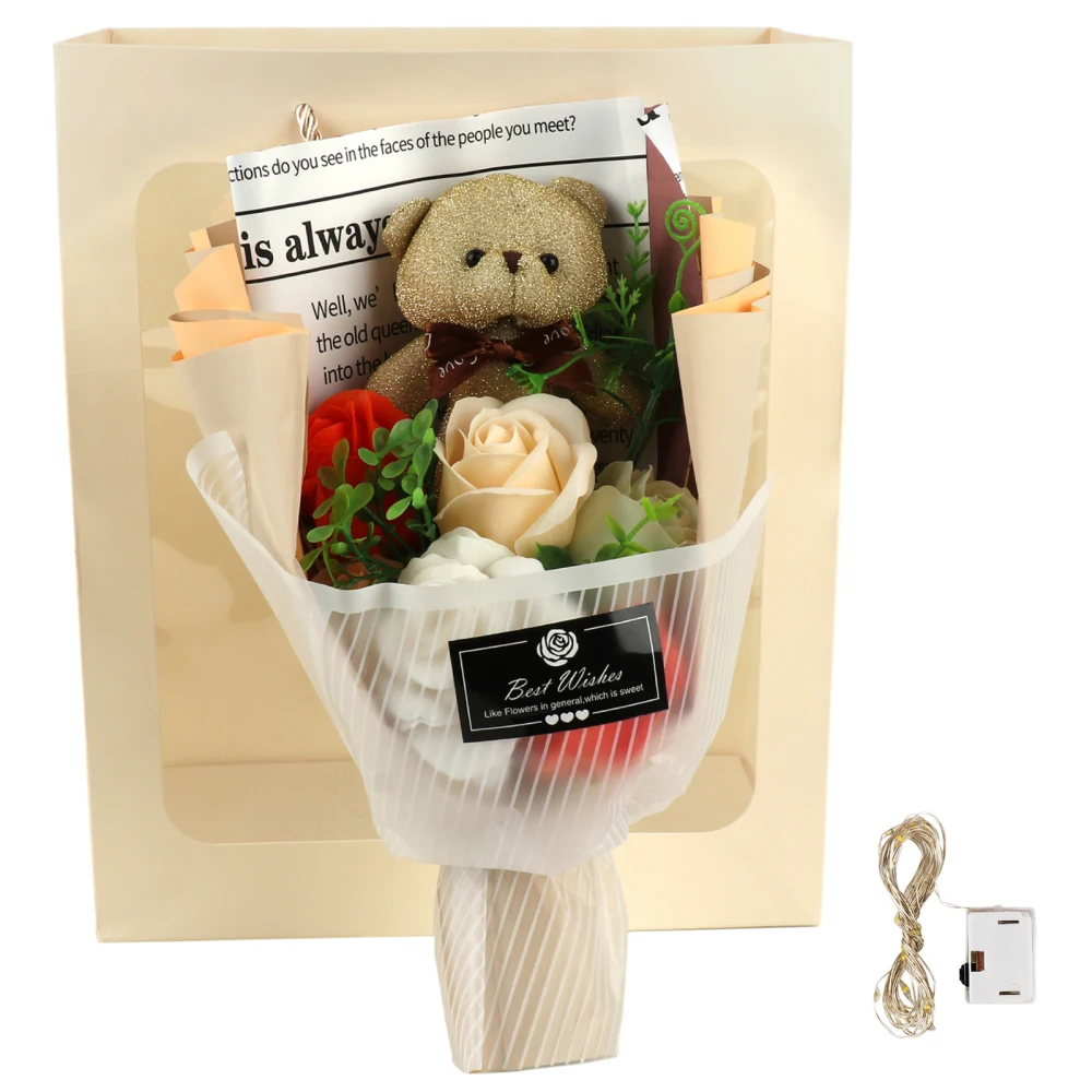 Букет со светодиодный ным медведем, креативный светящийся подарок на день Святого Валентина, цветок мыла 32 см
Букет со светодиодный ным медведем, креативный светящийся подарок на день Святого Валентина, цветок мыла 32 см