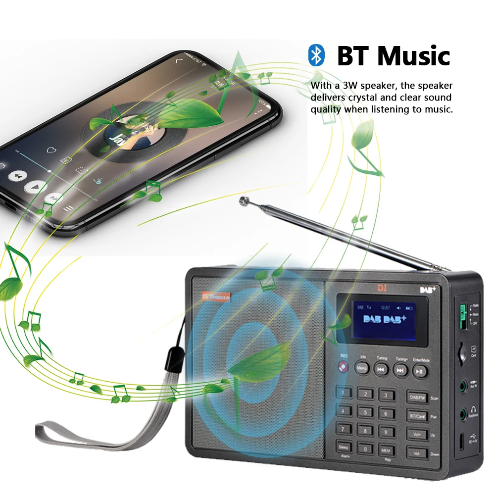 GTMEDIA D1 Portable Digital Radio FM stereo/ RDS Multi Band Radio DAB+Radio Stero Support Sleep With Bluetooth Built-in Loudspea
GTMEDIA D1 Portable Digital Radio FM stereo/ RDS Multi Band Radio DAB+Radio Stero Support Sleep With Bluetooth Built-in Loudspea