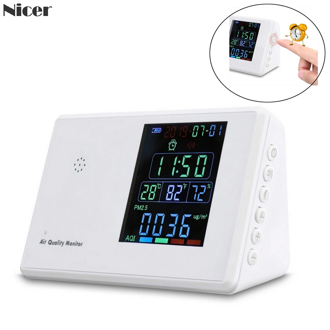 Digital Indoor&Outdoor Air Quality Monitor Multifunction HCHO/TVOC/CO2/PM2.5/PM10/Temp/Humi Tester AQI Gas Analyzer
Digital Indoor&Outdoor Air Quality Monitor Multifunction HCHO/TVOC/CO2/PM2.5/PM10/Temp/Humi Tester AQI Gas Analyzer