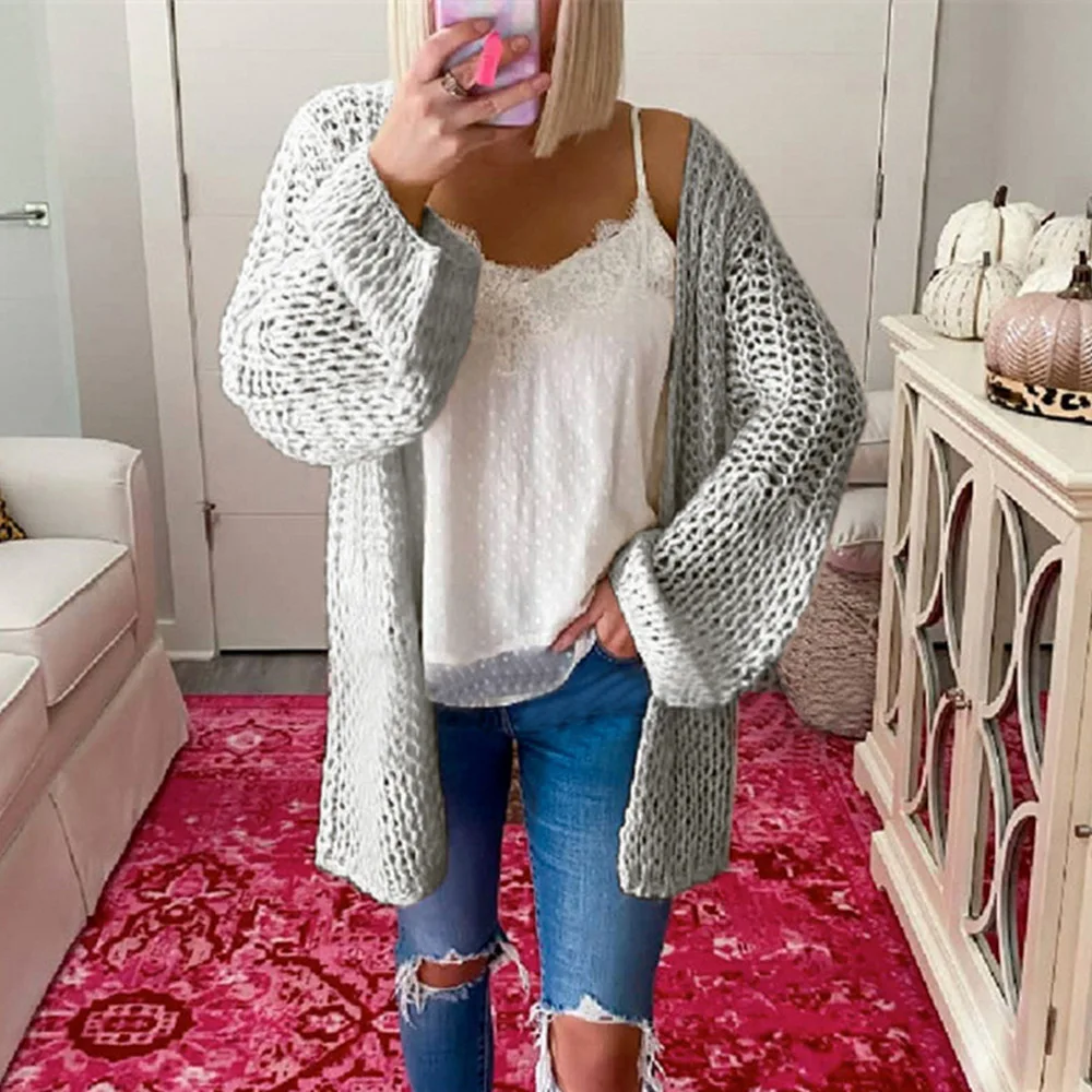 Long Knitted Cardigan Women's Sexy Hollow Out Sweater Jacket Casual Loose Lantern Sleeve Cardigan Thin Bohemian Beach Cover Up
Long Knitted Cardigan Women's Sexy Hollow Out Sweater Jacket Casual Loose Lantern Sleeve Cardigan Thin Bohemian Beach Cover Up