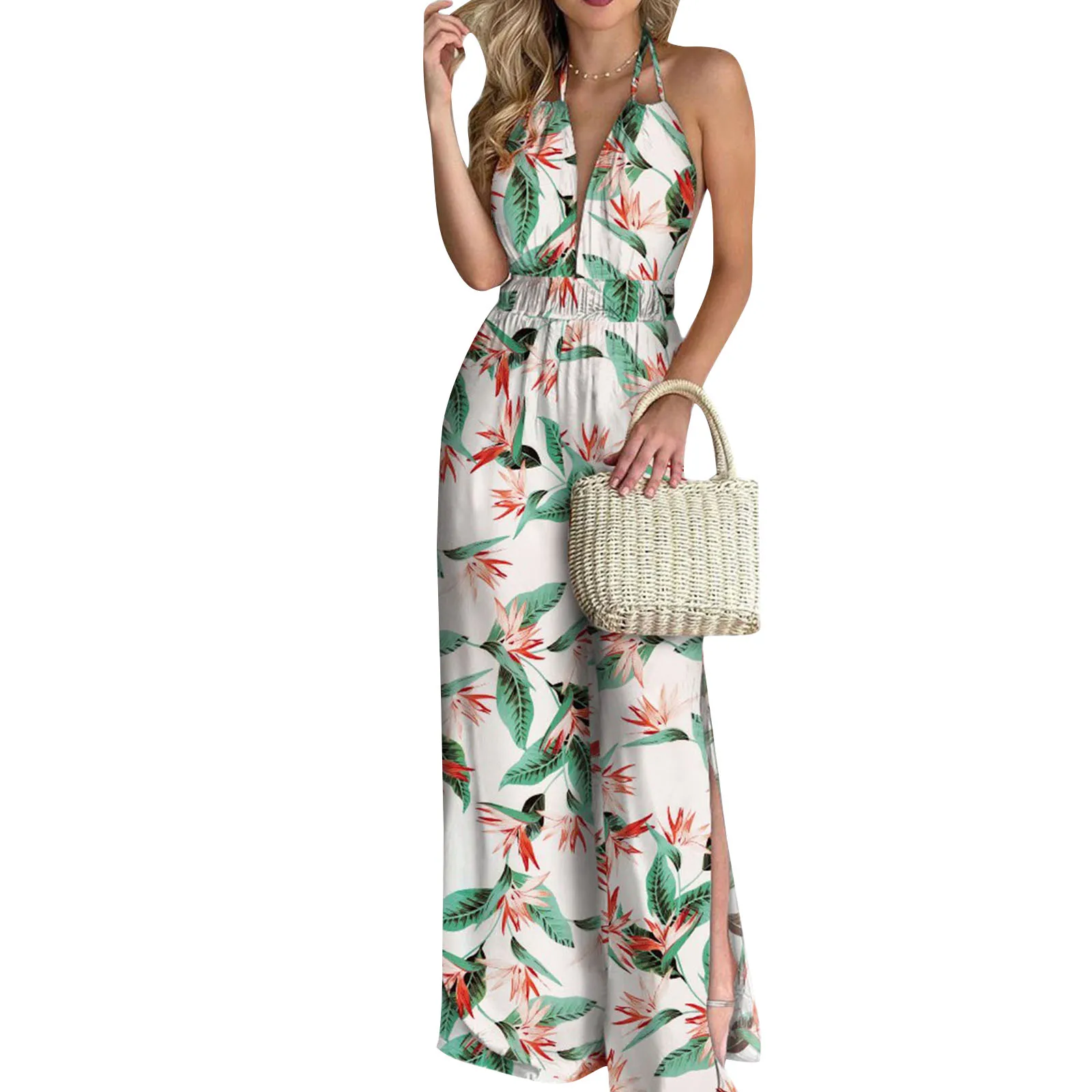 2021 Sexy Women Backless Drawstring High Waist Wide Leg Pants Jumpsuit Floral Print V-neck Halter High Waist Romper
2021 Sexy Women Backless Drawstring High Waist Wide Leg Pants Jumpsuit Floral Print V-neck Halter High Waist Romper