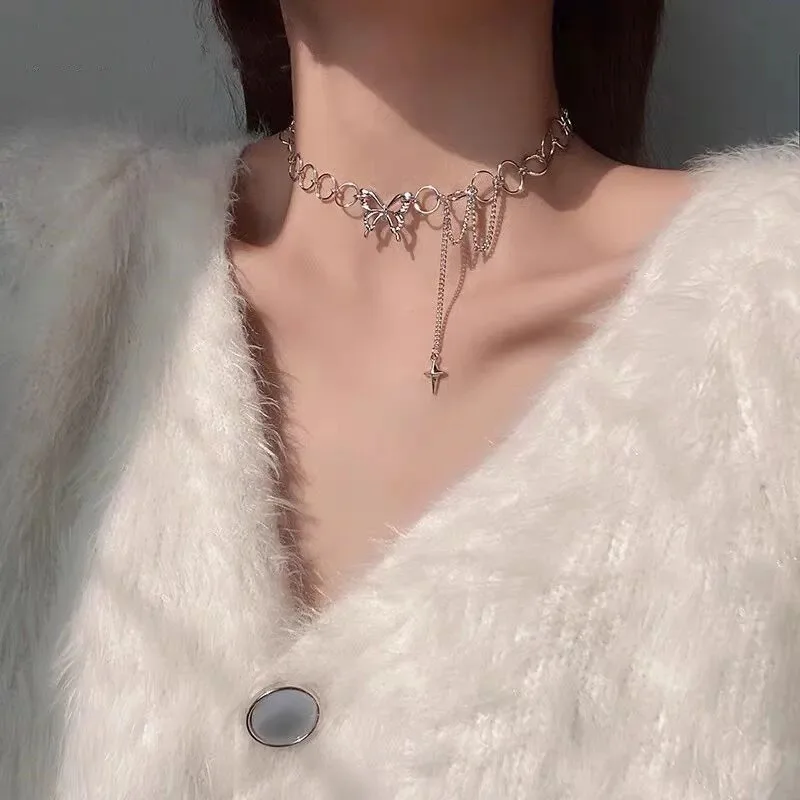 Punk Butterfly Choker Pendant Necklace Stainless Steel Jewelry Women Collares Gothic Hip Hop Link Chain Neck Necklaces Mujer
Punk Butterfly Choker Pendant Necklace Stainless Steel Jewelry Women Collares Gothic Hip Hop Link Chain Neck Necklaces Mujer