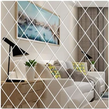 Self-adhesive Diamond Mirror Wall Stickers 3D DIY Sticker Living Room Bedroom Decor Acrylic Decal Art Mirror Wall Film Tiles